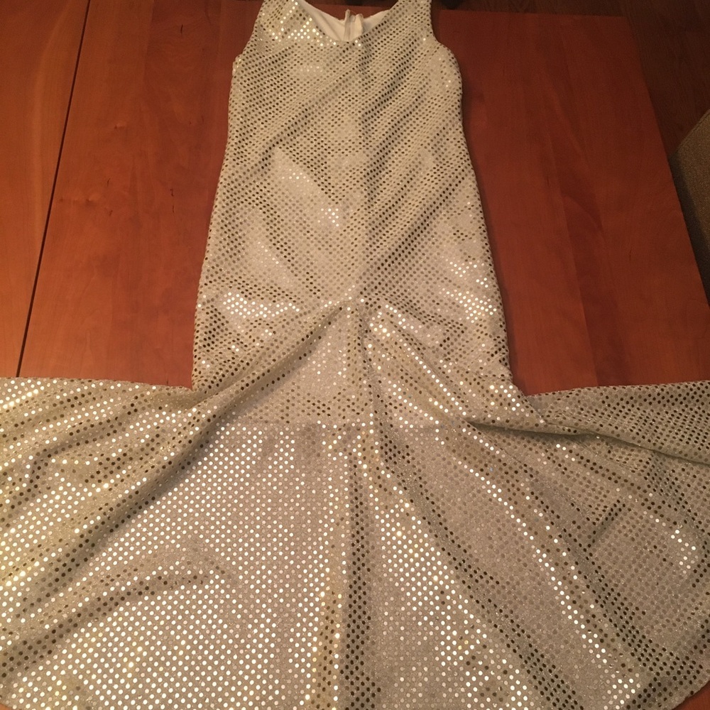 Girls Sliver Sparkly Dress